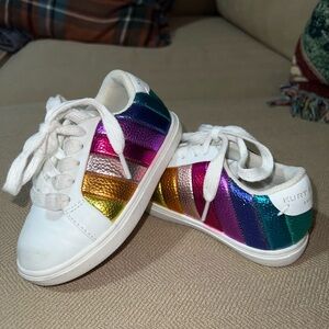 Kurt Geiger Kids Metallic Rainbow Stripe Lace-Up Sneakers - White